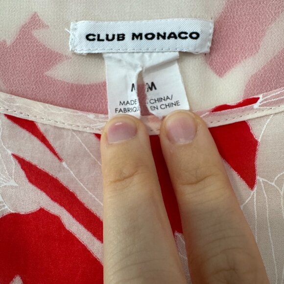 Club Monaco Valterra silk blend red and white balloon sleeve blouse / M - Picture 5 of 8